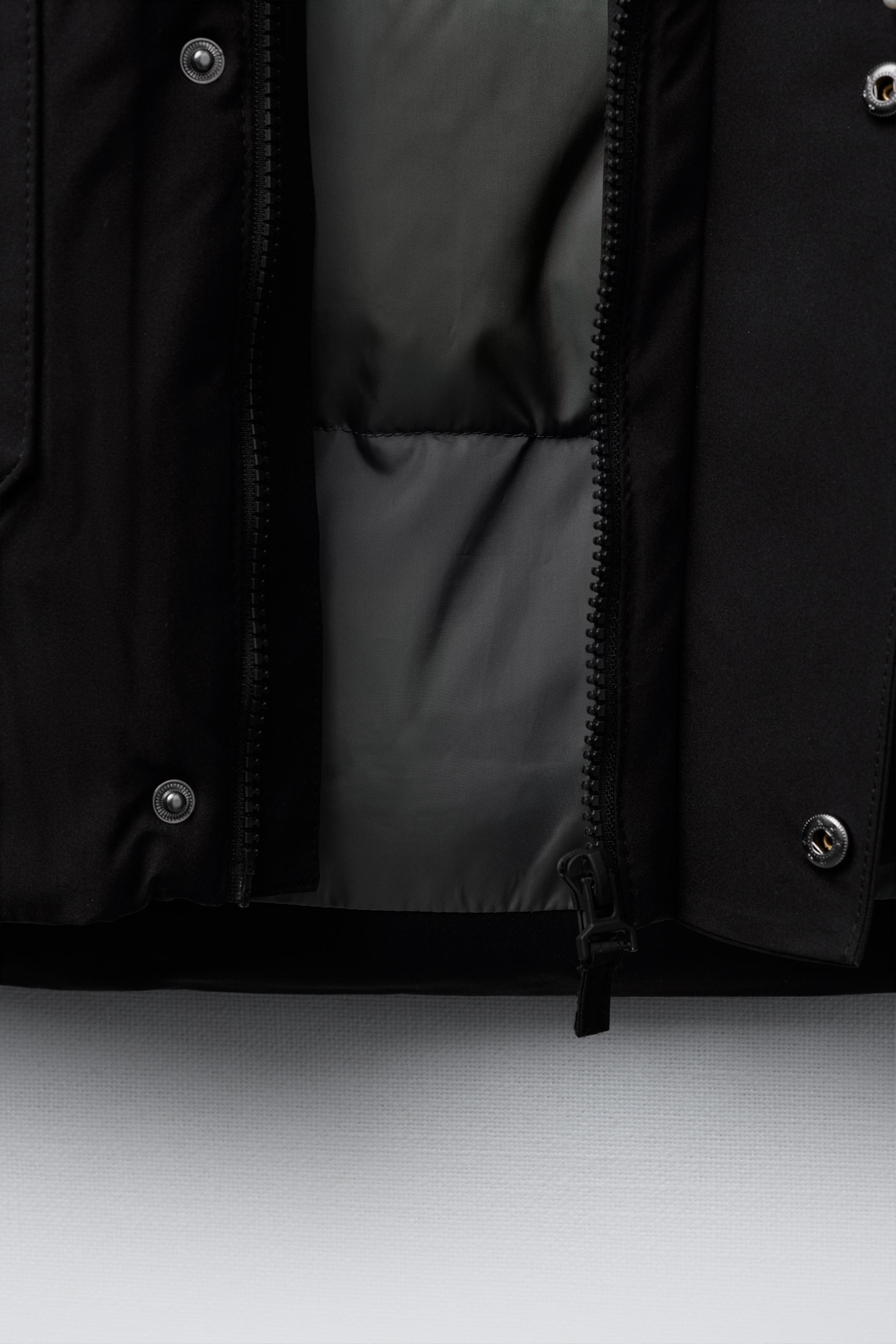 LONG WATER REPELLENT FEATHER DOWN PUFFER COAT WITH REMOVABLE FAUX FUR TRIM HOODIE